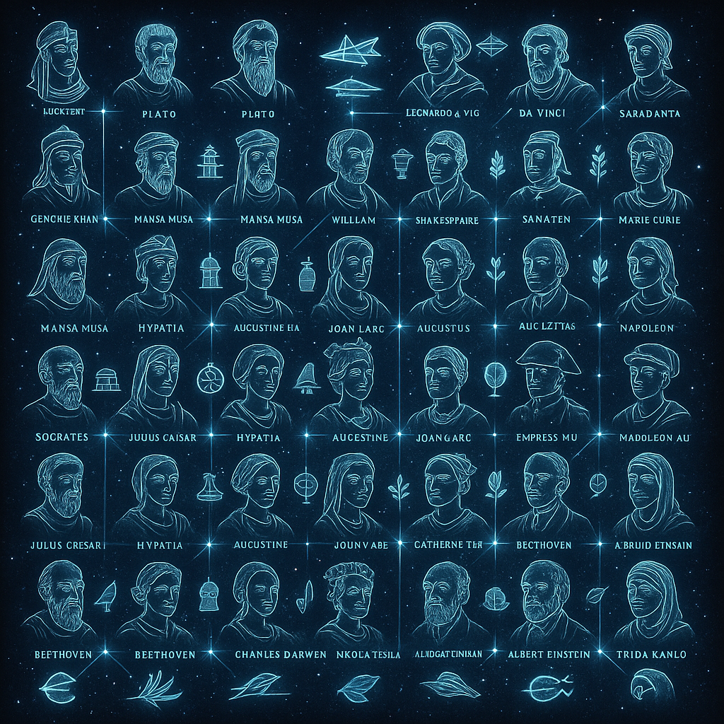 64 Historical Figures in Cosmic Council